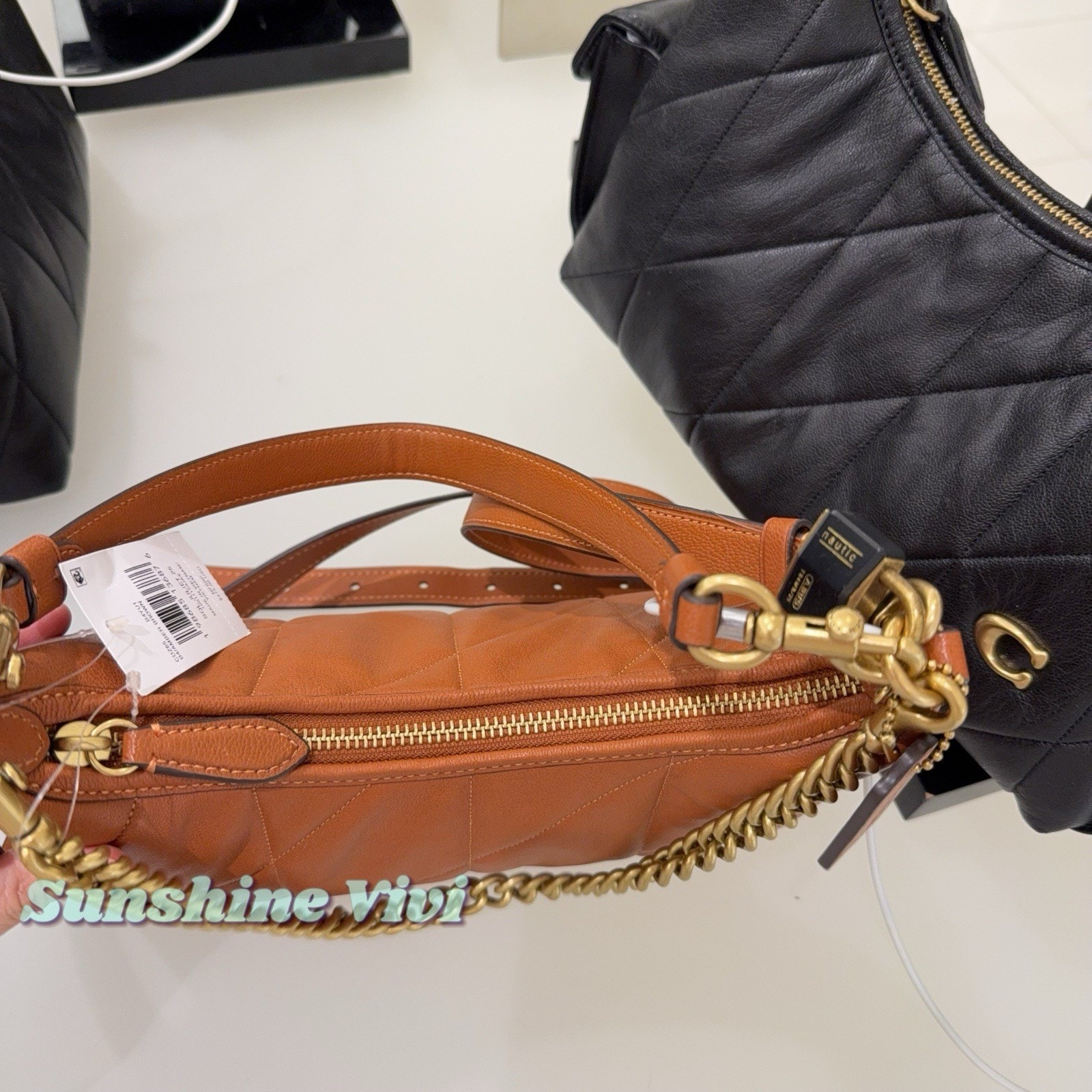 Nwt Coach Juliet Shoulder Bag 25 Quilting Smooth Leather Cdz65 Amber Brown — image 5 of 8